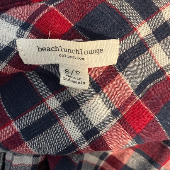 Beachlunchlounge / EUC Button Down Plaid Shirt Top Sz S - Picture 4 of 6